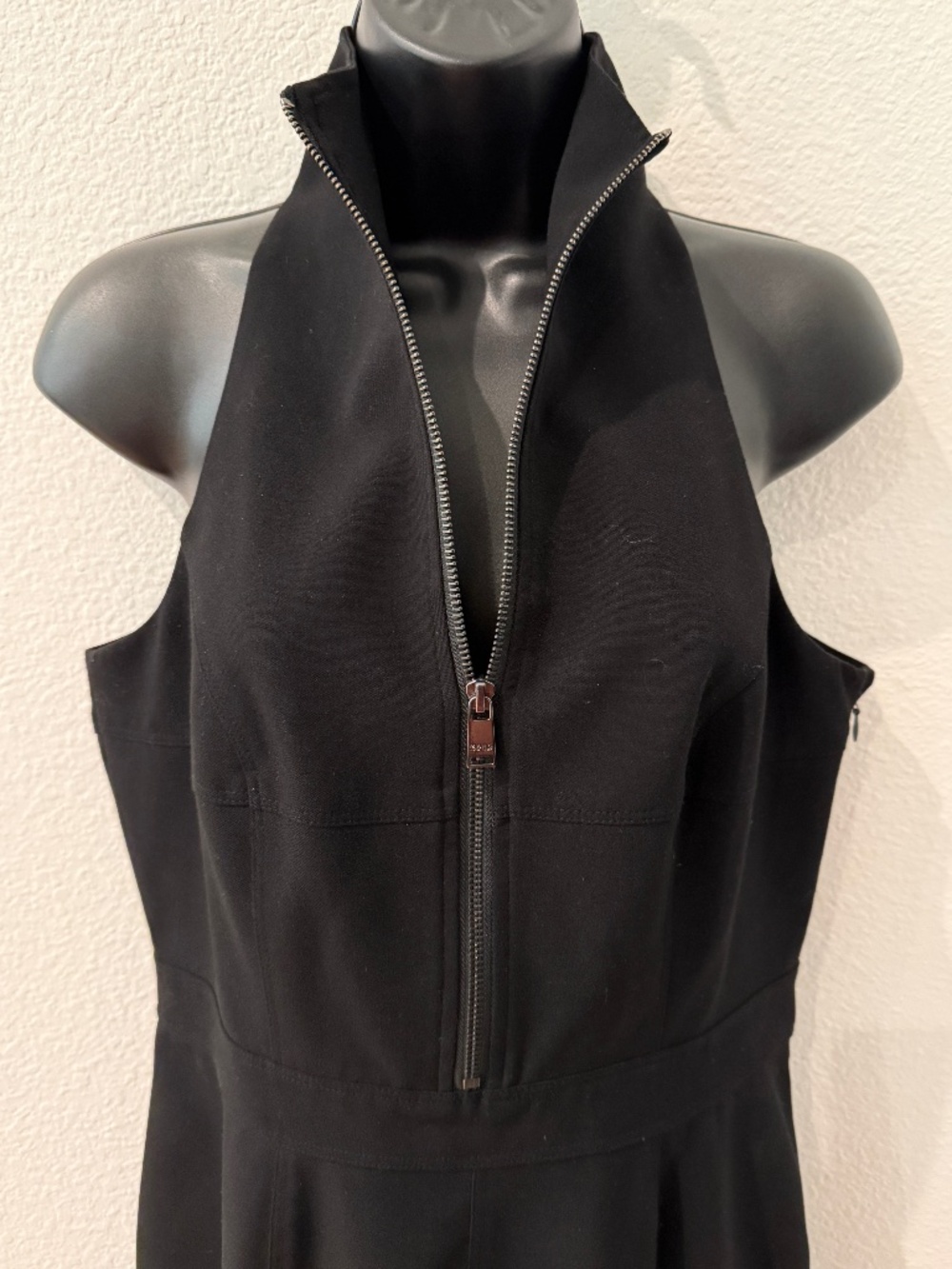 Marc NY By Andrew Marc ZIP Front Fit & Flare LBD DRESS Sleeveless BLACK PINK | 6